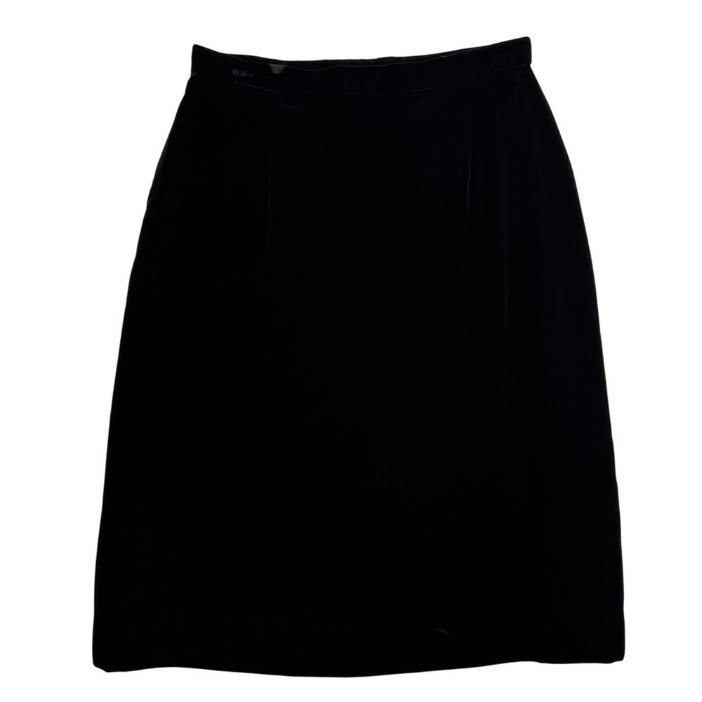 Vintage Ralph Lauren Blue Label Black Velvet Pencil Skirt Heritage Made in USA
